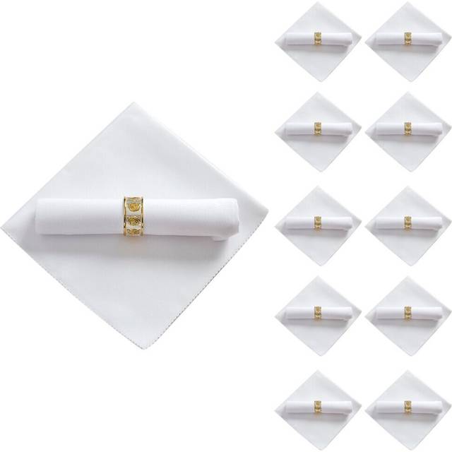 10Pcs 48X48cm Polyester Cloth Napkins for Restaurant Wedding , Pure White