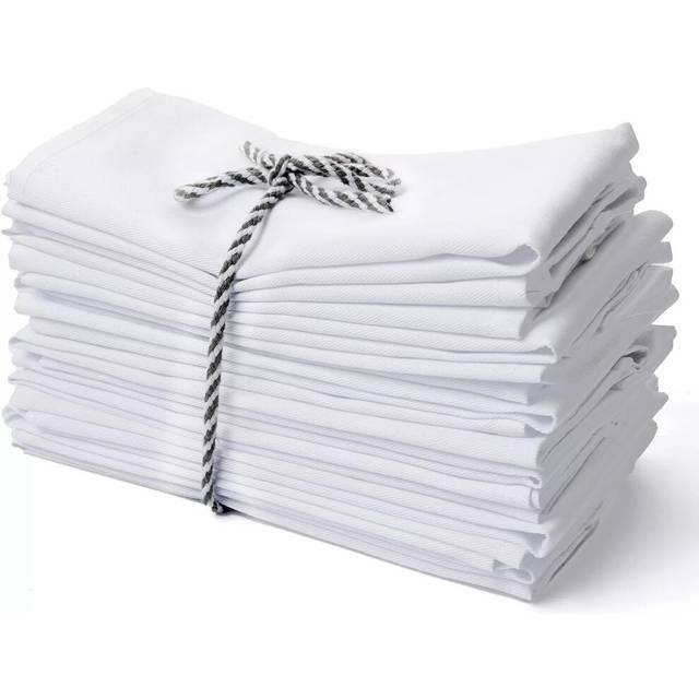 (Pack of 100) 100% Egyptian Cotton White Napkins Premium Hotel Quality Soft Dinner Napkins Washable