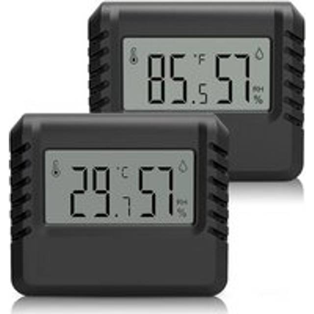 Cyslmuk - Set of 2 hygrometer thermometers - hygrometer, room thermometer, digital thermometer black
