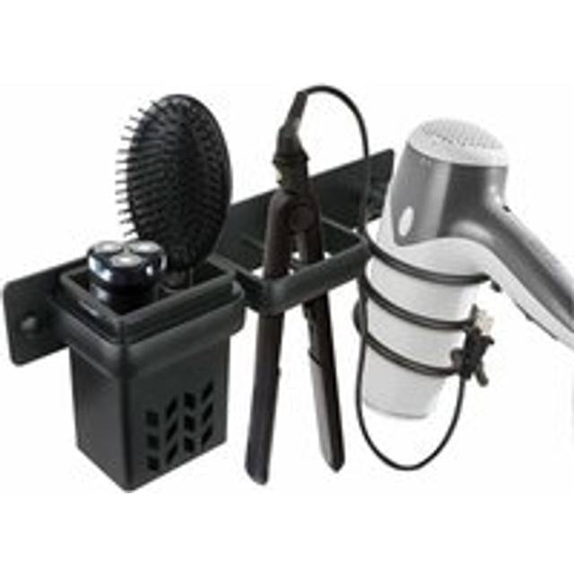 Aiperq - Hair Dryer Holder Bathroom Accessories Organizer Set & Hair Straightener Professional Wall Mount Aluminum Accessory Holder with Holes Silver