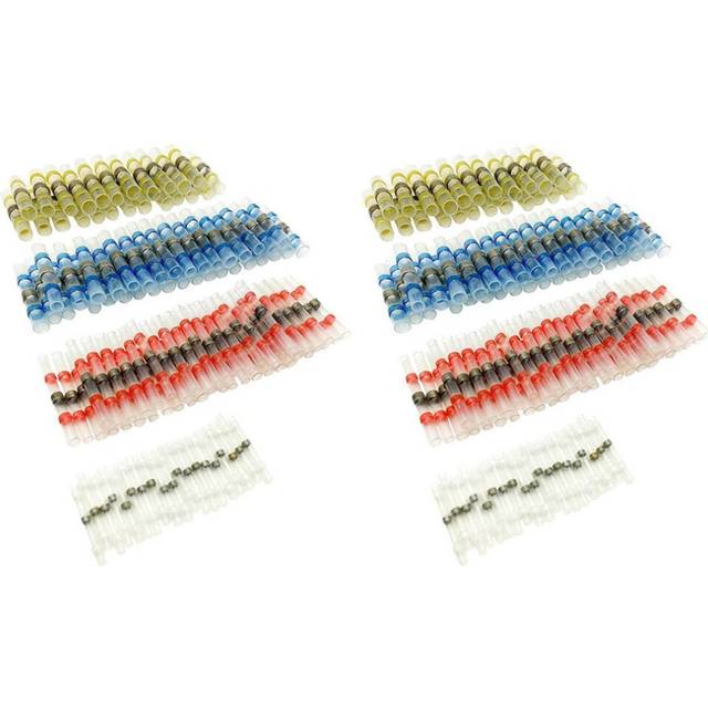 200Pcs Solder Seal Heat Shrink Butt Connectors Terminals Electrical Copper with Case(70Red 60Blue 50White 20Yellow)