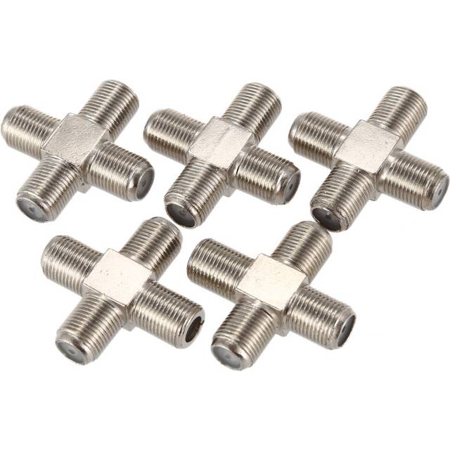 4-way F-Type Coax Cable Splitter Combiner Female to 4 Female,Silver