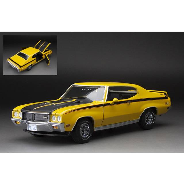 1970 Buick GSX Yellow with Black Stripes &#34;American Collectibles&#34; Series  1/18 Diecast Model Car by Sun Star