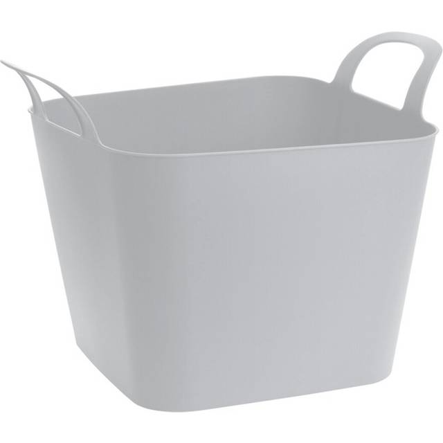 (Grey) 36L Flexible Plastic Laundry Basket Large Storage