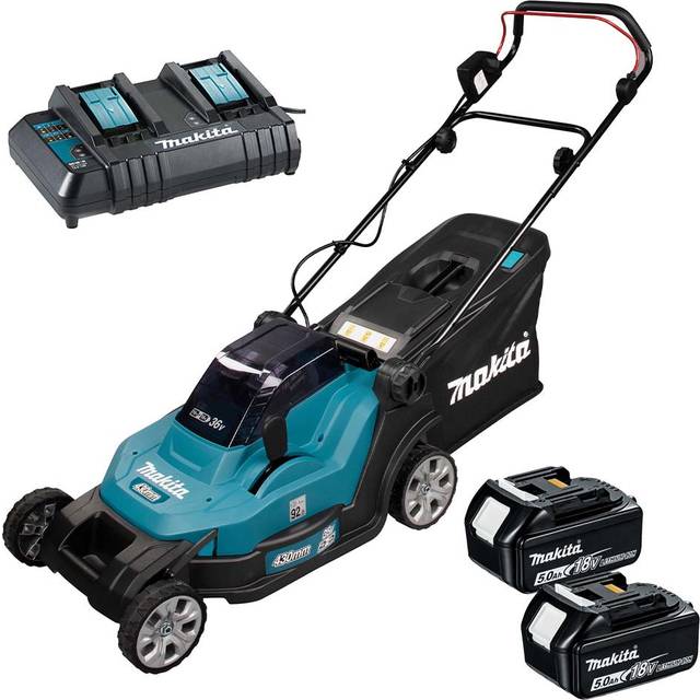 Makita - DLM432CT2 Twin 18v /36v lxt Cordless 43cm Lawn Mower + Grass Strimmer 5AH