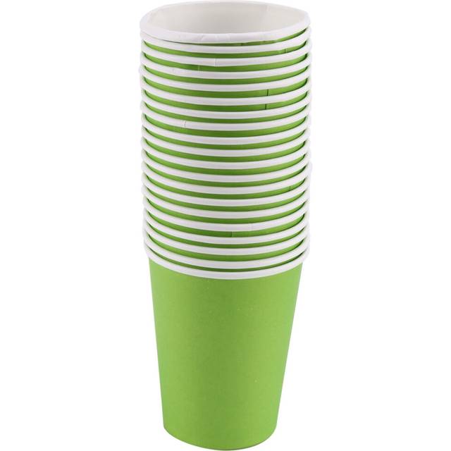20 Paper Cups (9oz) - Plain Solid Colours Birthday Catering(green)