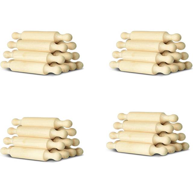 40x Wooden Mini Rolling Pin 6 Inches Long Kitchen Baking Rolling Pin Small Wood Dough Roller for Children Fondant Pasta