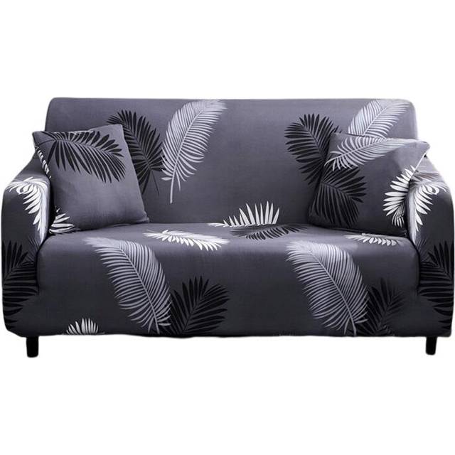 3 Seater Sofa Cover Gray Feather Style Elastic Stretchable Slipcover For Living Room Slipcovers