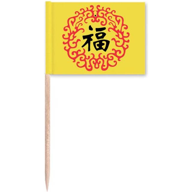 Wreath Around Round Blessing Toothpick Flags Marker Topper Party Decoration
