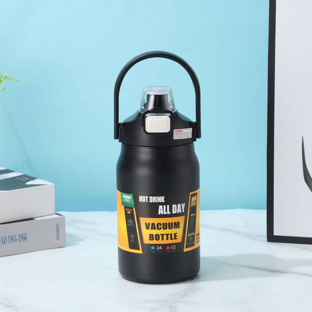 (black, 1200ml) 0.8l-1.5l Stainless Steel Thermo Bottle Large Capacity Thermo Water Portable Vacuum Mug Thermos 1500ml Insulated Cup Tumbler