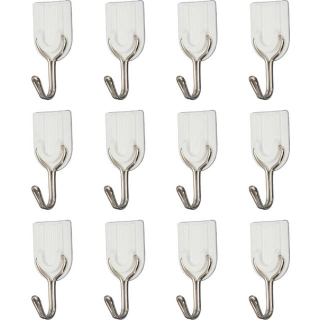 12 Pieces Wall Door Hook Towel Holder Self-Adhesive Bathroom Kitchen Glue Hook White