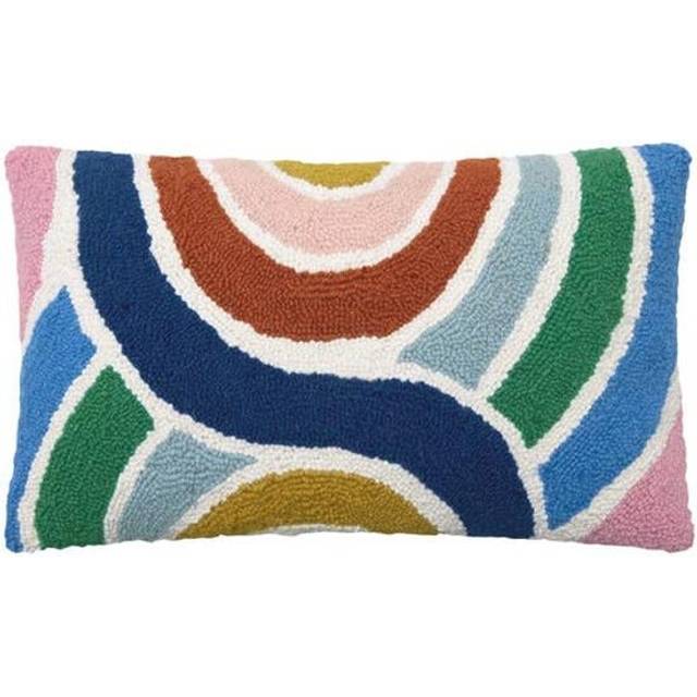 Peking Handicraft 30APS205C20OB 12 x 20 in. Color Waves Lumbar Poly Fill Hook Pillow, Multi Color