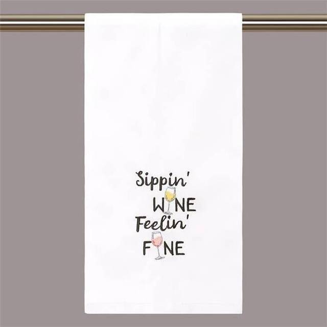 Peking Handicraft 04AV700WC 16 x 25 in. Sipping Wine Feeling Fine Kitchen Towel, Multi Color - Pack of 4