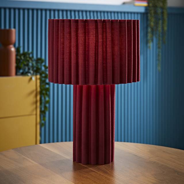 Lenny Drum Lamp Shade Colour Drench Ribbed Full Fabric Table Lamp
