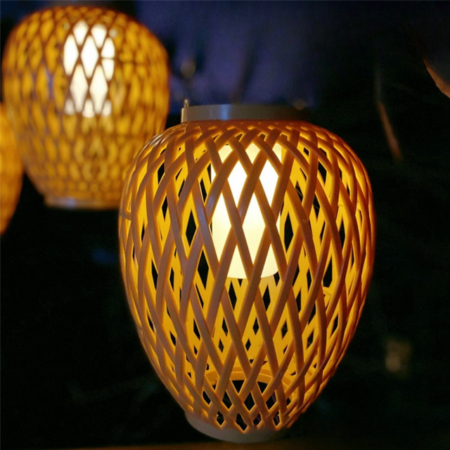Outdoor Solar Imitation Rattan Lantern Decoration Candle Lights