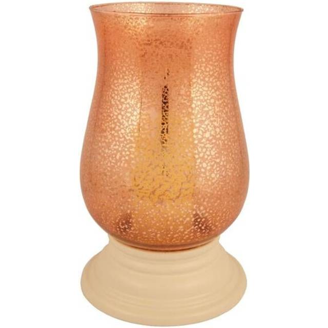 HomeRoots 483927 14 in. Glass Centerpiece Hurricane Candle Holder with Candle, Coral