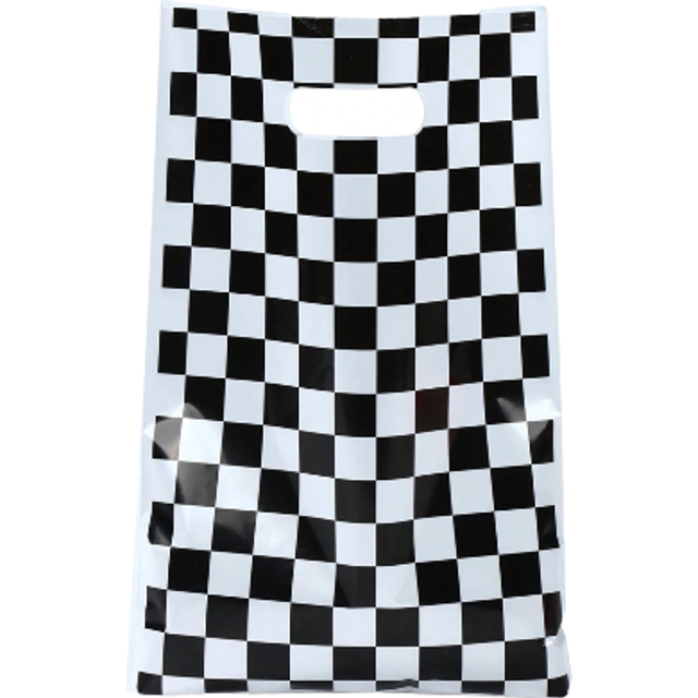 SHEIN 10/25/50pcs Black And White Checkered Style Gift Bag, Race Car Theme Birthday Family Holiday Gender Reveal Party Favors Supplies, Multi-Purpose Gift W