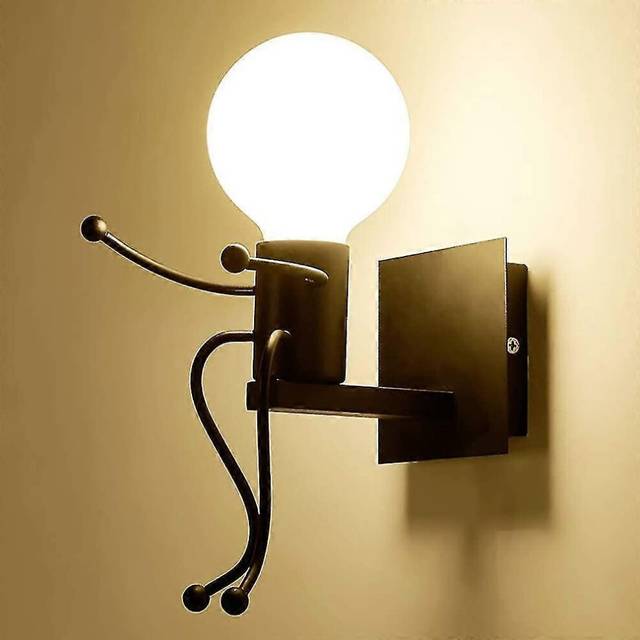 (As show, One size) creative retro wall sconce indoor vintage industrial iron art deco e27 base (black,without light source)