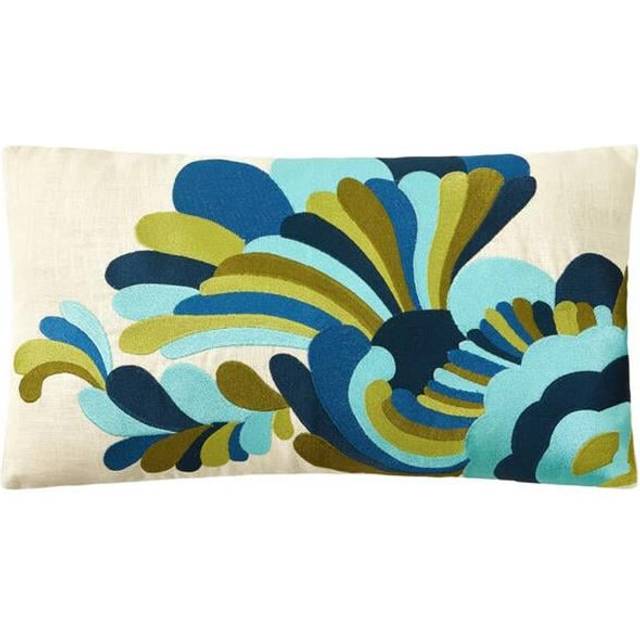 Peking Handicraft 24TT219C26OB 14 x 26 in. Escondido Blue Multi Embroidered Down Fill Pillow, Multi Color