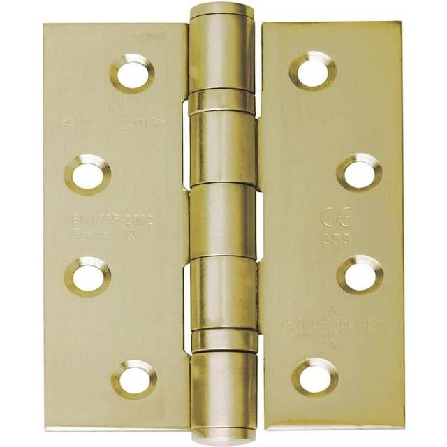 Intelligent Hardware 100mm (4&apos;&apos;) CE13 Fire Rated Ball Bearing Butt Hinge Pair, Electro Brass (HBB.13.100.EB)