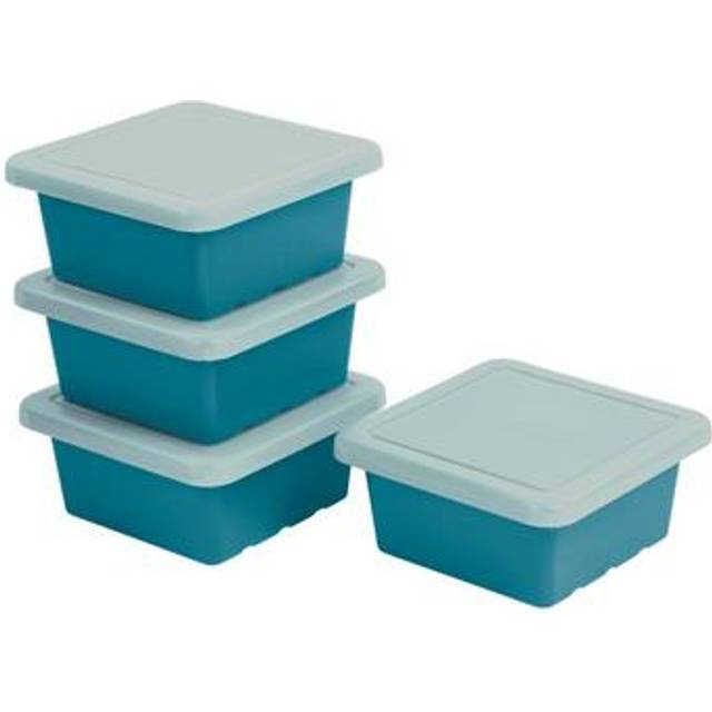 ECR4Kids Square Bin with Lid  Storage Containers  Turquoise  4-Pack