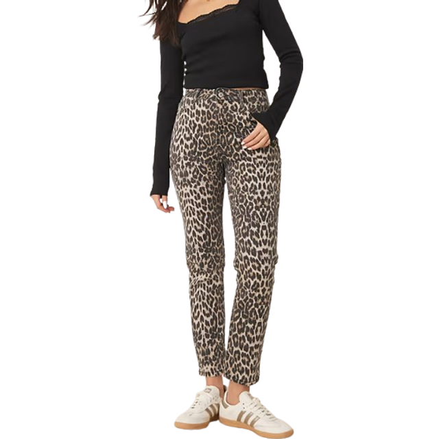 New Look Women's Brown Leopard Print Straight Leg Jeans - 16L32
