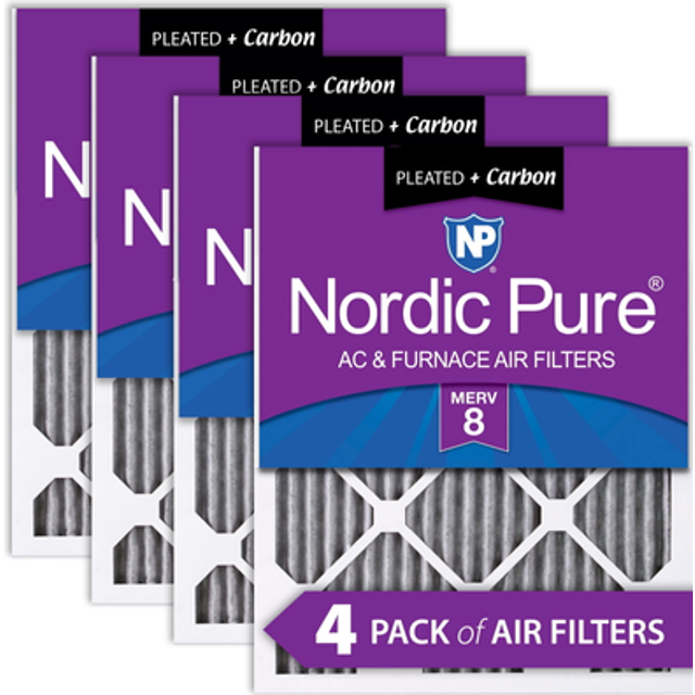 Nordic Pure 14x24x1 13_3/4 x 23_3/4 x 3/4) Furnace Air Filters MERV 8 Pleated Plus Carbon 4 Pack