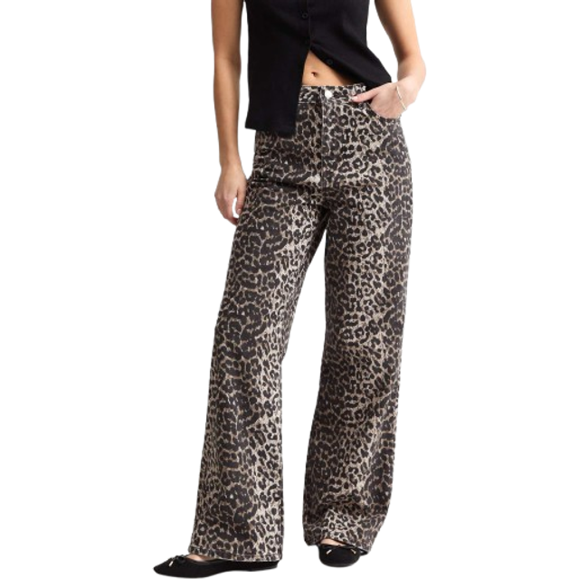 New Look - Jeans med vidde i leopardprint-Brun
