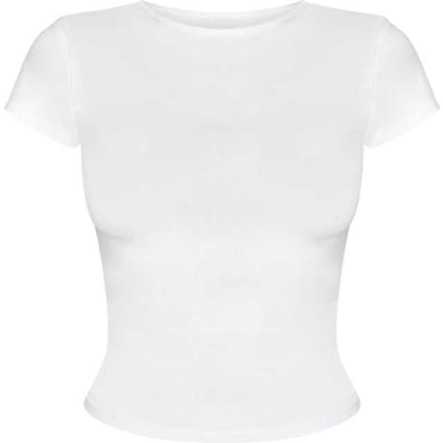 White Modal Cotton Longline Fitted T Shirt, White - 14