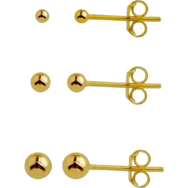 SHEIN 3 Pairs Cute Stainless Steel Mini Sphere Ball Stud Earrings Set For Women,18K Gold Plated Hypoallergenic Cartilage Piercing