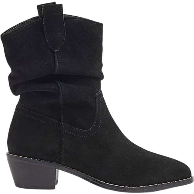 River Island Womens Black Suede Slouch Western Boots - 7