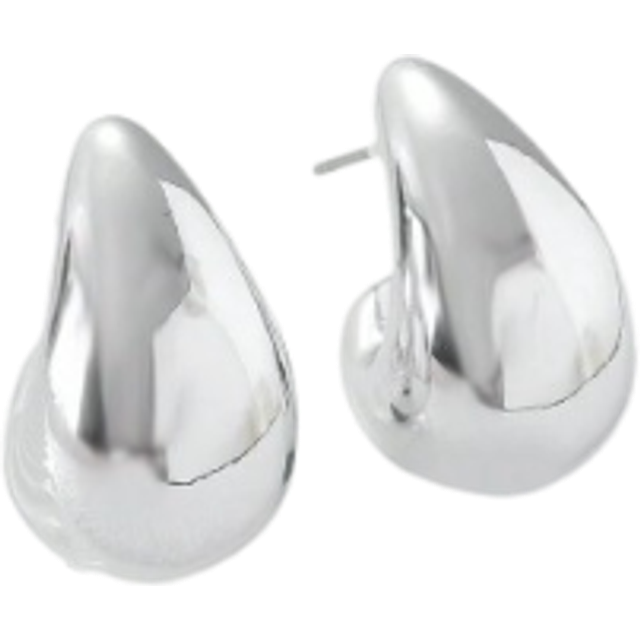 SHEIN European And American Styles, Light-Reflective, Hollow Out Design, Punk Style, Comma & Tear Drop Shaped, Silver Stud Earrings, Suitable For Street Sty