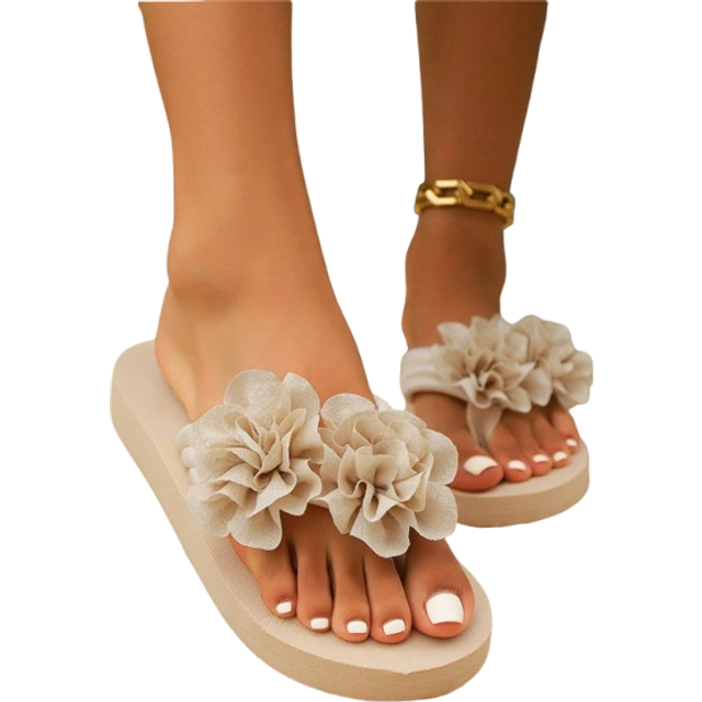 SHEIN Summer New Thick-Soled Slippers, Lightweight And Comfortable Flip-Flops, Solid Color, Available In Large Sizes (36-45), Flower Beach Sandals