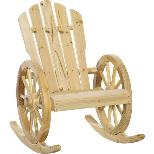 Outsunny Adirondack Rocking Chair Porch Poolside Garden Lounging Natural | TJ Hughes