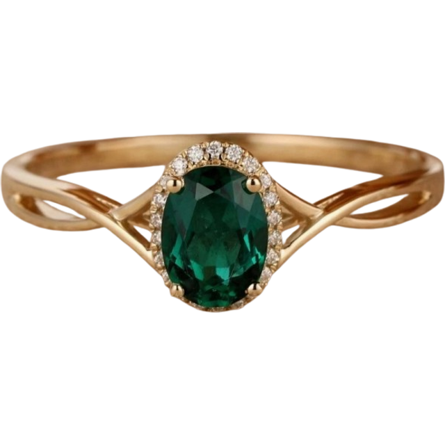 SHEIN 1pc Fashionable New Gold Plated Inlaid White & Green Cubic Zirconia Ring, Suitable For Engagement, Wedding, Gift For Women, Men, Family, Friends, Coup