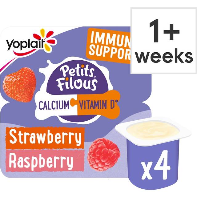 Petits Filous Big Pots Strawberry and Raspberry Fromage Frais 4 x 85g (340g)