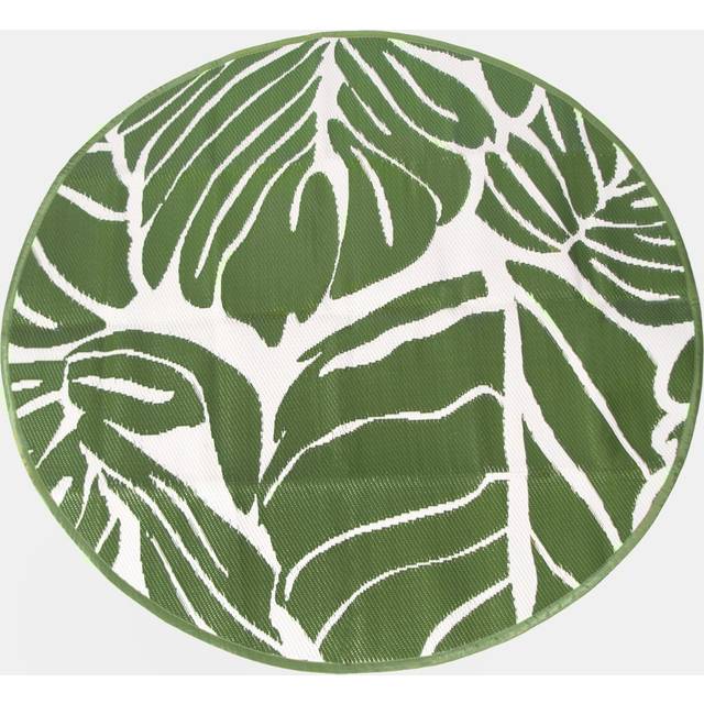 Outdoor Rug Garden Geometric Round Waterproof Area Mat - Green - 80cm x 150cm