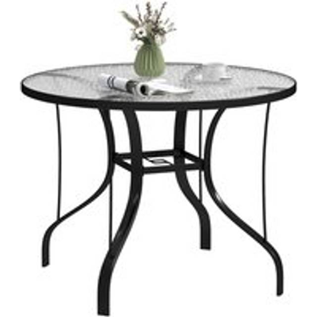 Outsunny Outdoor Dining Table with Parasol Hole, Round, 96.5 x 96.5 x 71 cm