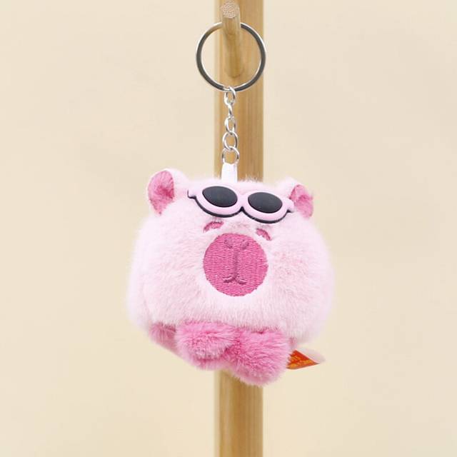 (Pink) Adorable Capybara Plushie Bag Hanger Ultrasoft Short Plush Keychain
