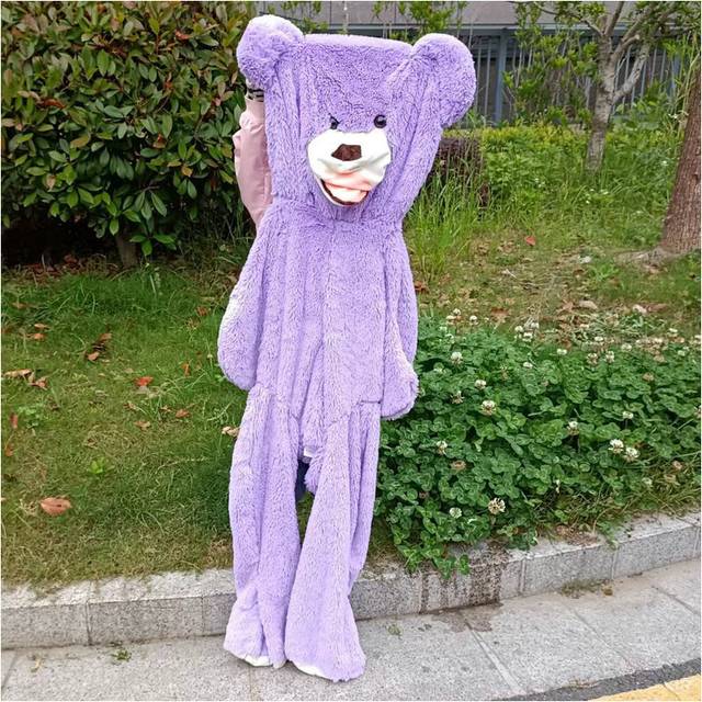 (100cm, purple ) 100-260cm Giant Unstuffed Empty Teddy Bear Skin Coat Soft Big Skin Shell Semi-Finished Plush