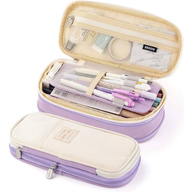 Big Capacity Pencil Pen Case Office College School Large Storage High Capacity Bag Pouch Holder Box Organizer Blue (Purple)