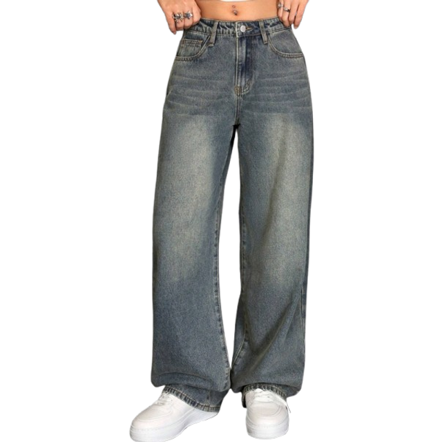 SHEIN Teen Girls Y2K Solid Retro Washed Loose Fit Baggy Straight Leg Jeans, Girls Fall Clothes Back To School Streetwear Outfits