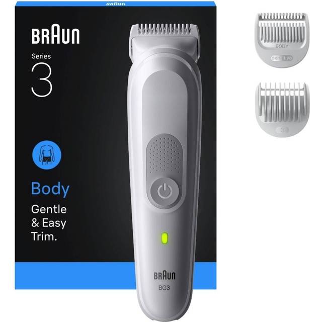 Braun - Body Groomer Series 3 Kroppstrimmer, +3 Stylingverktyg, BG3530 - Gentle Grey
