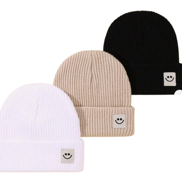 SHEIN 3 Pieces Children&#39;s Knitted Hats Warm Baby Knitted Hats Boys And Girls Cute Fashion Knitted Hats Daily Party Baby Knitted Hats Autumn And Winter