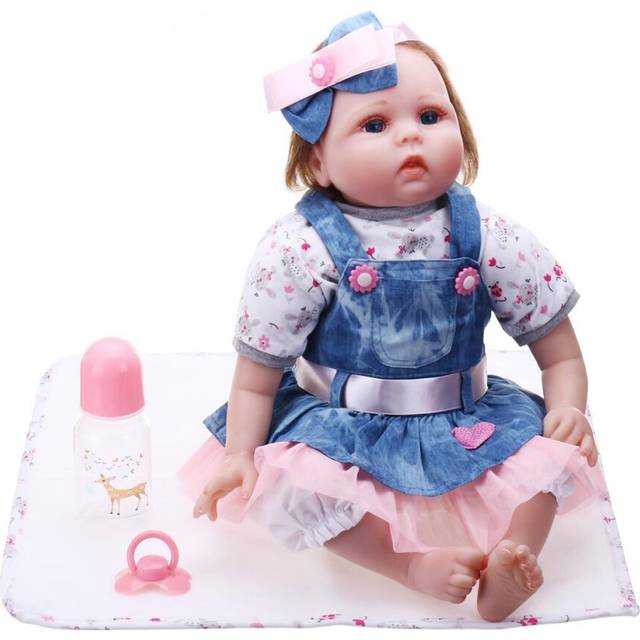 Reborn Doll Vinyl Body 55CM Handmade Silicone Girl Lovely Cloth Toys Kids Gift