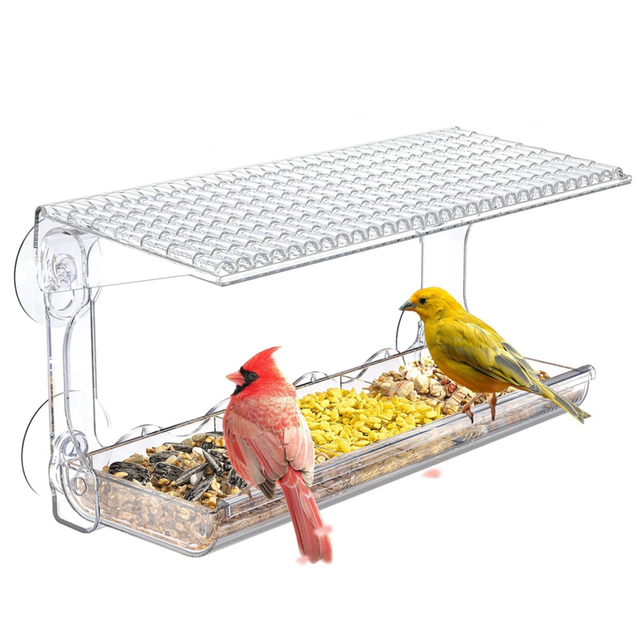 Window Bird Feeder for Outdoors, Clear Bird Feeders Window Mounted