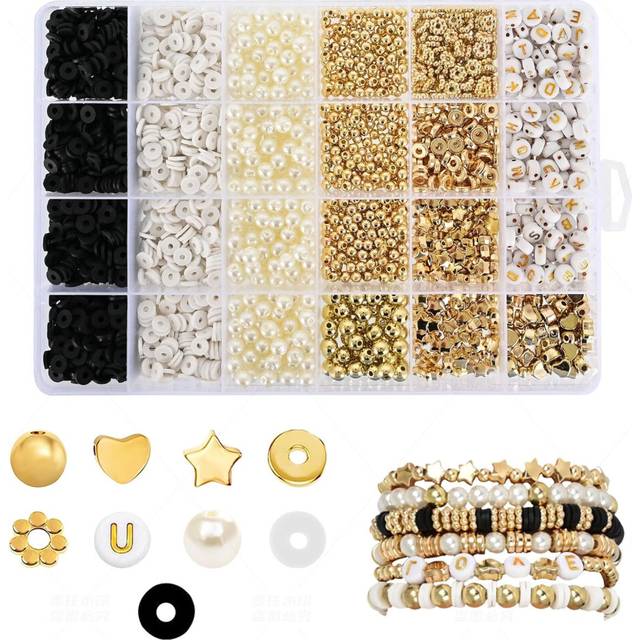 2580pcs Friendship Bracelet Kit?Bracelet Making kit,Clay Beads for Bracelet Making,Gold Letter Beads for Bracelets Making Kit? Pearl Beads for Jewelry