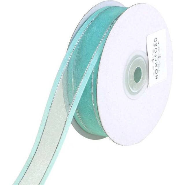 Homeford  SilverLined Satin Edge Organza Ribbon  25 Yards (5/8Inch  Aqua)