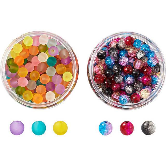 Pandahall 8mm Mixed Color Transparent Frosted Glass Beads and Two Tone Crackle Glass Beads for Jewelry Making DIY Findings 400pc