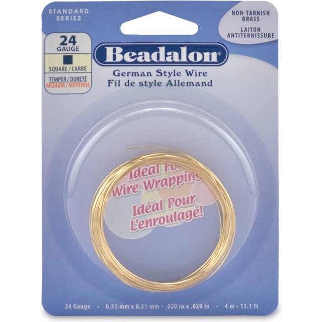 Beadalon German Style Wire  Square  Gold  24 Gauge/.51 mm-4 m/13.1 ft